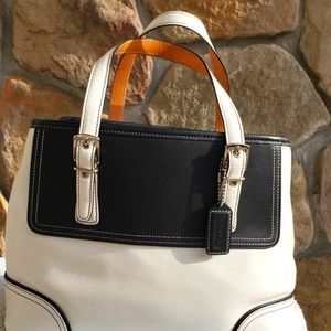 Coach Black & White Hampton satchel #9605